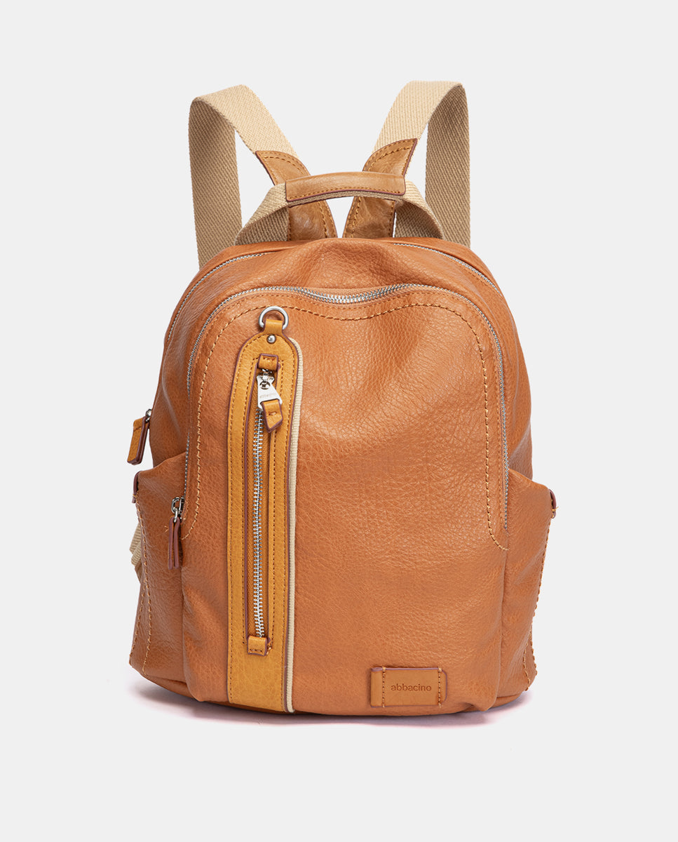 abbacino-mochila-mujer-materiales-reciclados-cognac image 1