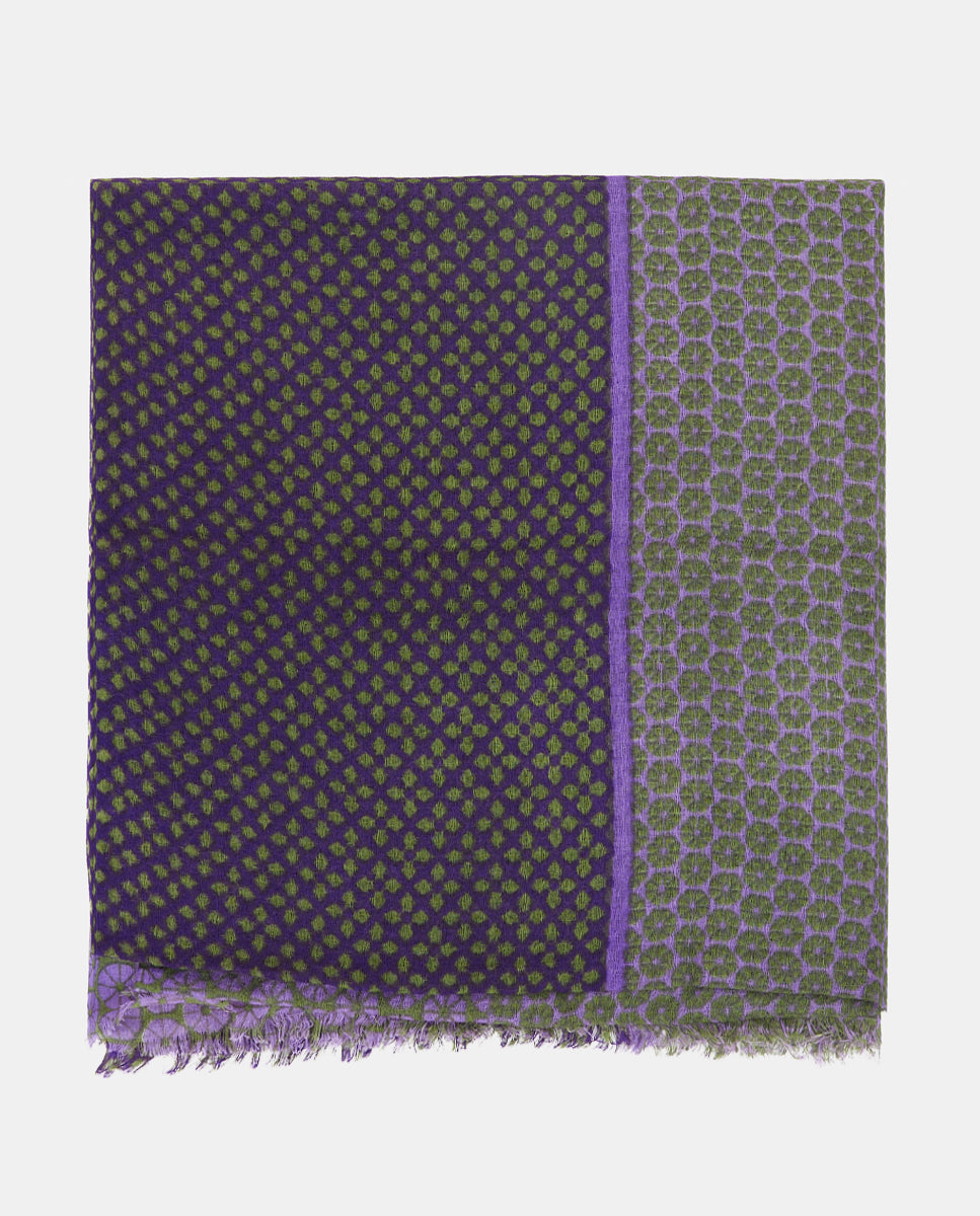abbacino-pa-uelo-de-lana-verde-estampado-geom-trico-reversible image 2