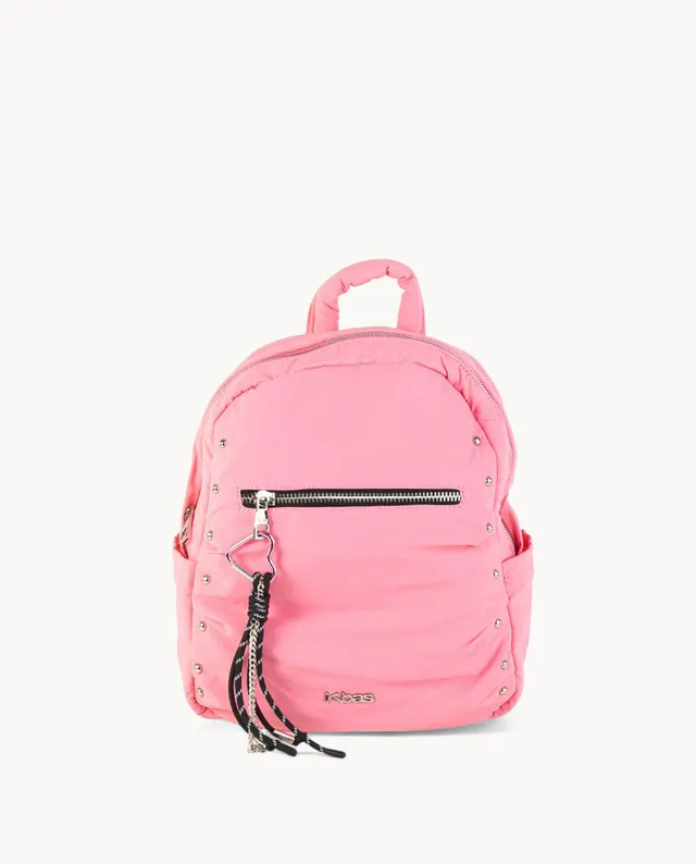mochila-kbas-de-nylon-rosa-con-cremallera-y-detalles-met-licos image 1