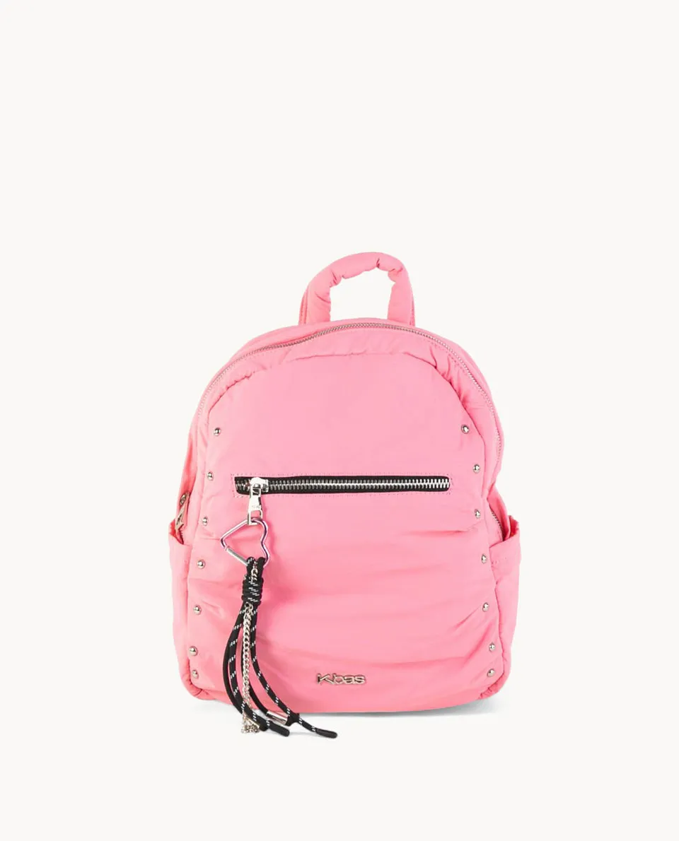 mochila-kbas-de-nylon-rosa-con-cremallera-y-detalles-met-licos image 1