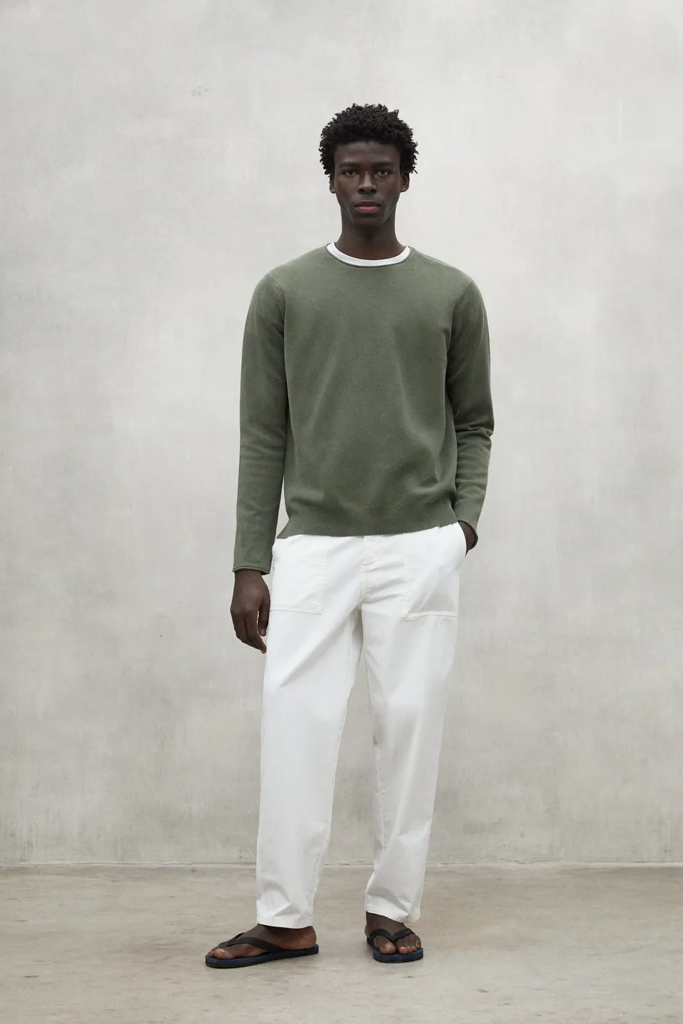 ecoalf-jersey-yulan-khaki-para-hombre-algod-n-org-nico-y-lino-punto-milano-14gg image 1