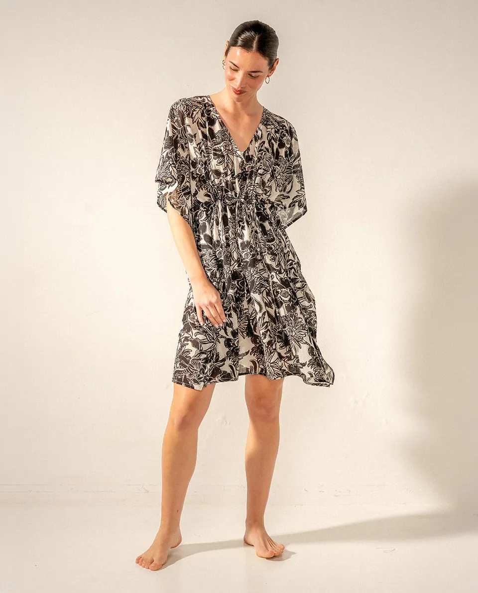 abbacino-caft-n-de-algod-n-estampado-floral-negro-talla-nica image 1