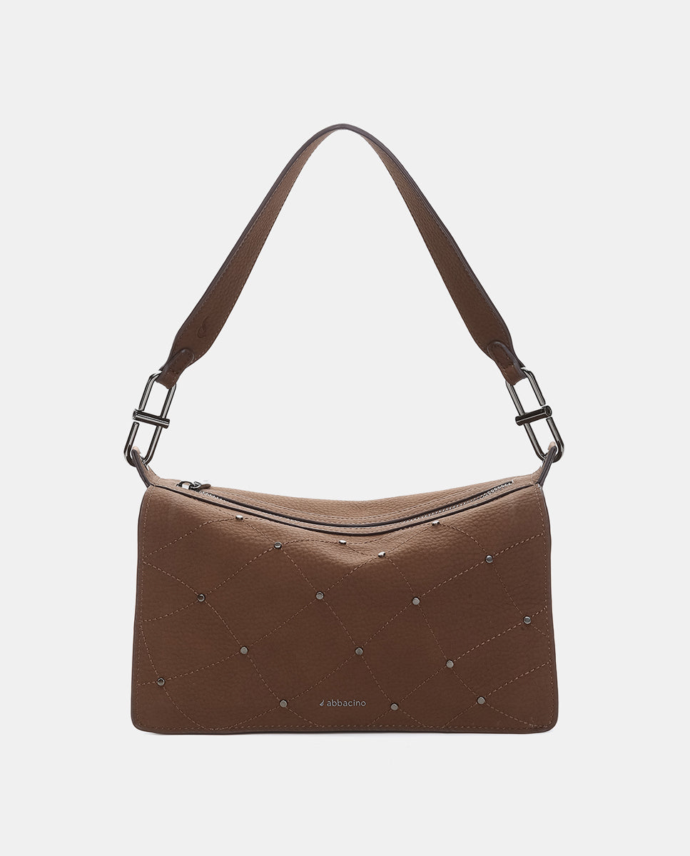 abbacino-bolso-de-hombro-marr-n-reciclado-con-remaches image 1