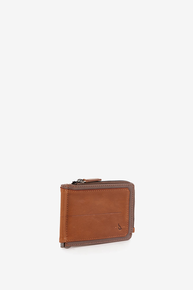 abbacino-tarjetero-hombre-piel-cognac-con-pinza-y-monedero image 1