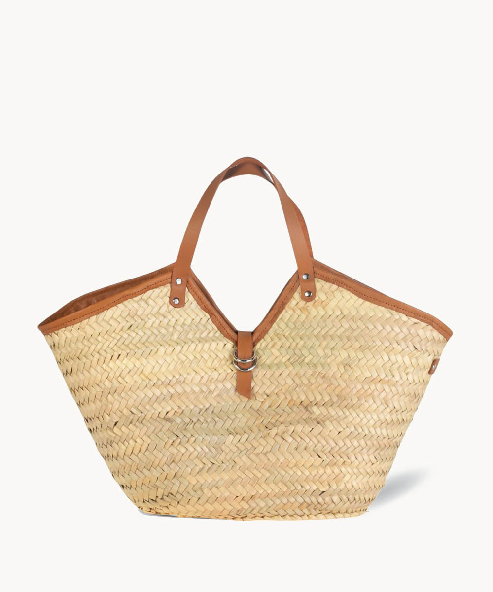 kbas-bolso-palma-natural-y-piel-color-cuero-capazo-grande-50x17x30-cm-con-asa-de image 1