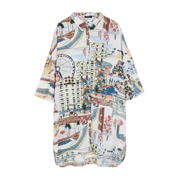 parfois-vestido-camisero-estampado-mujer-3 image 1