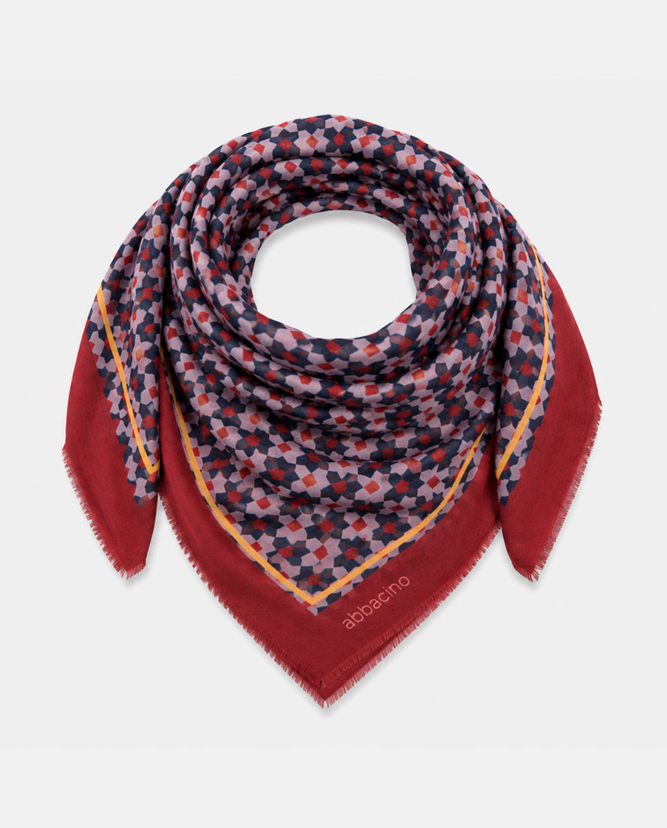 abbacino-bandana-de-seda-burdeos-con-estampado-geom-trico image 2