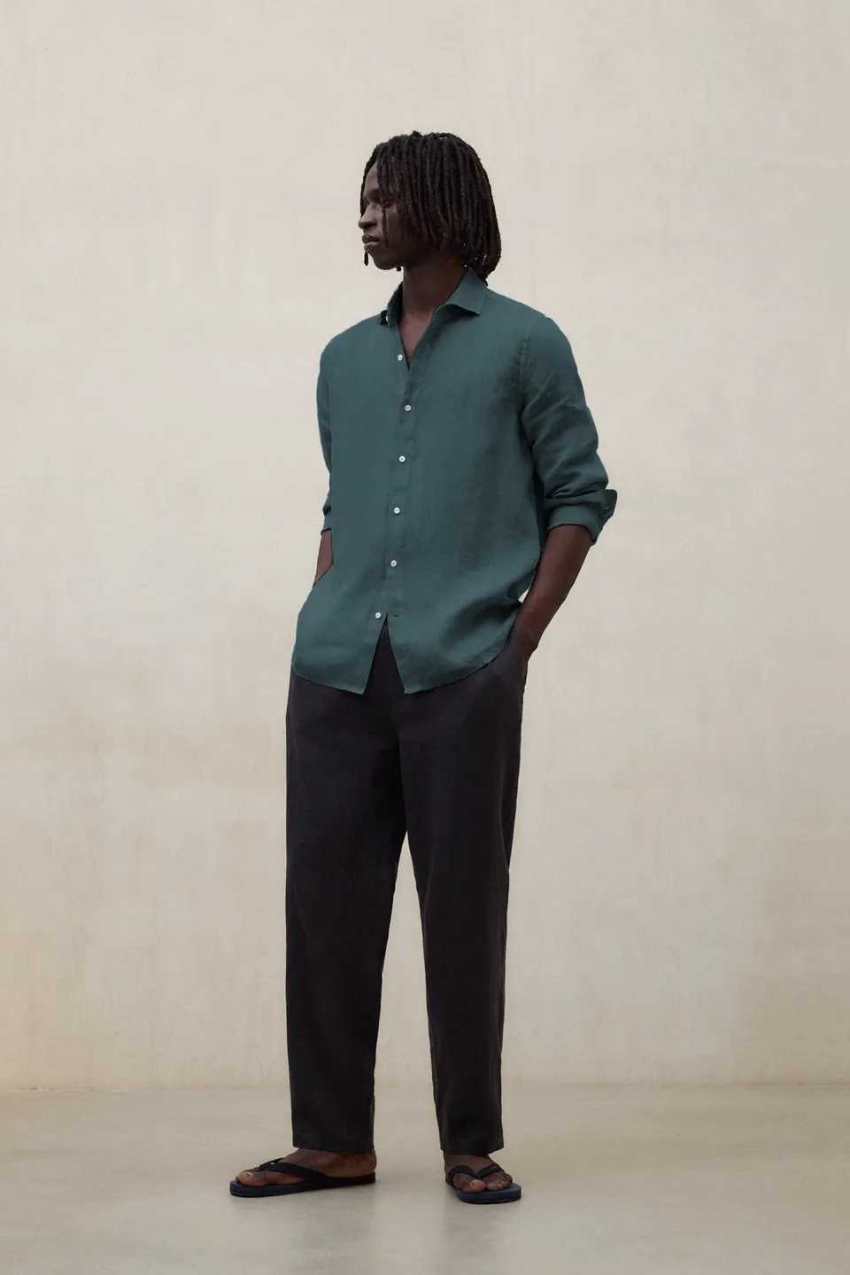 camisa-ecoalf-alfredo-de-lino-verde-100-lino-fit-regular image 1
