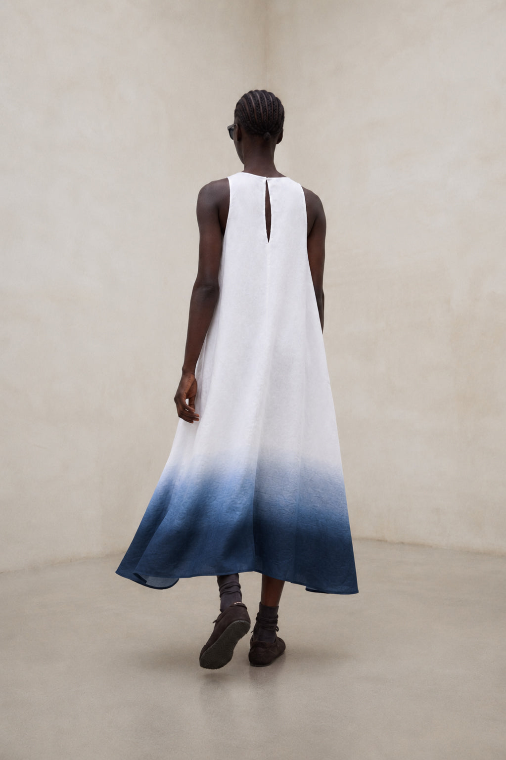 ecoalf-vestido-ukara-estampado-azul-marino-de-mujer-55-lino-fit-relajado-y-sin-m image 3