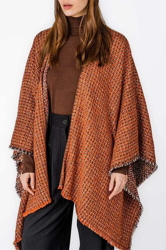 abbacino-poncho-de-mujer-en-tonos-naranjas-tejido-jaspeado-tacto-suave-y-c-lido- image 1