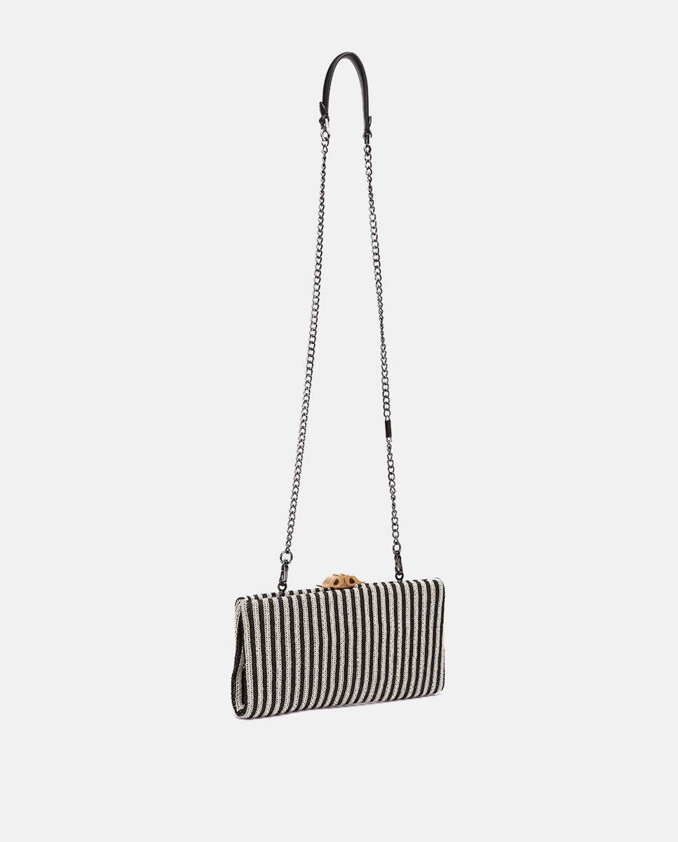 clutch-de-fiesta-abbacino-negro-a-rayas-cierre-de-boquilla-de-madera image 4