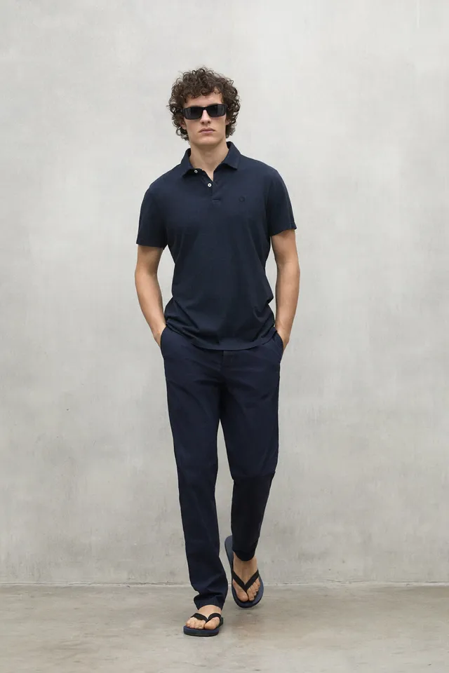 polo-ecoalf-theo-azul-marino-de-hombre-100-algod-n-reciclado-fit-regular image 1