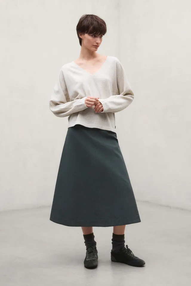 ecoalf-falda-villena-khaki-de-mujer-midi-evas-100-algod-n-reciclado-cremallera image 1