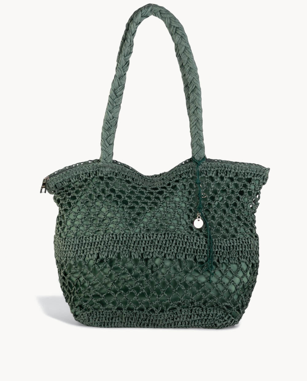 bolso-tote-de-fibra-natural-kbas-con-cremallera-color-teal image 1