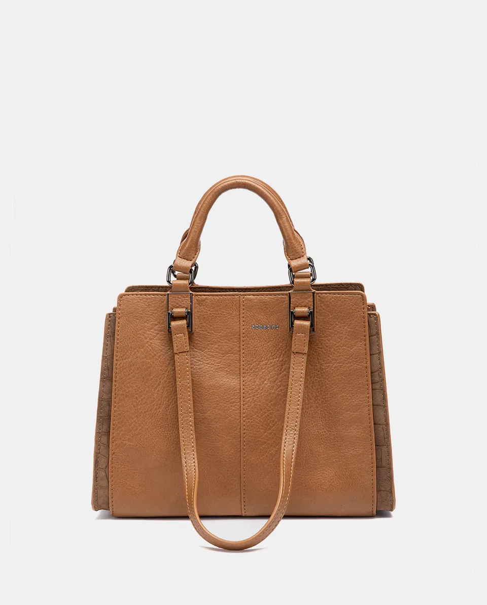 bolso-de-mano-cognac-abbacino-estructurado-reciclado image 1