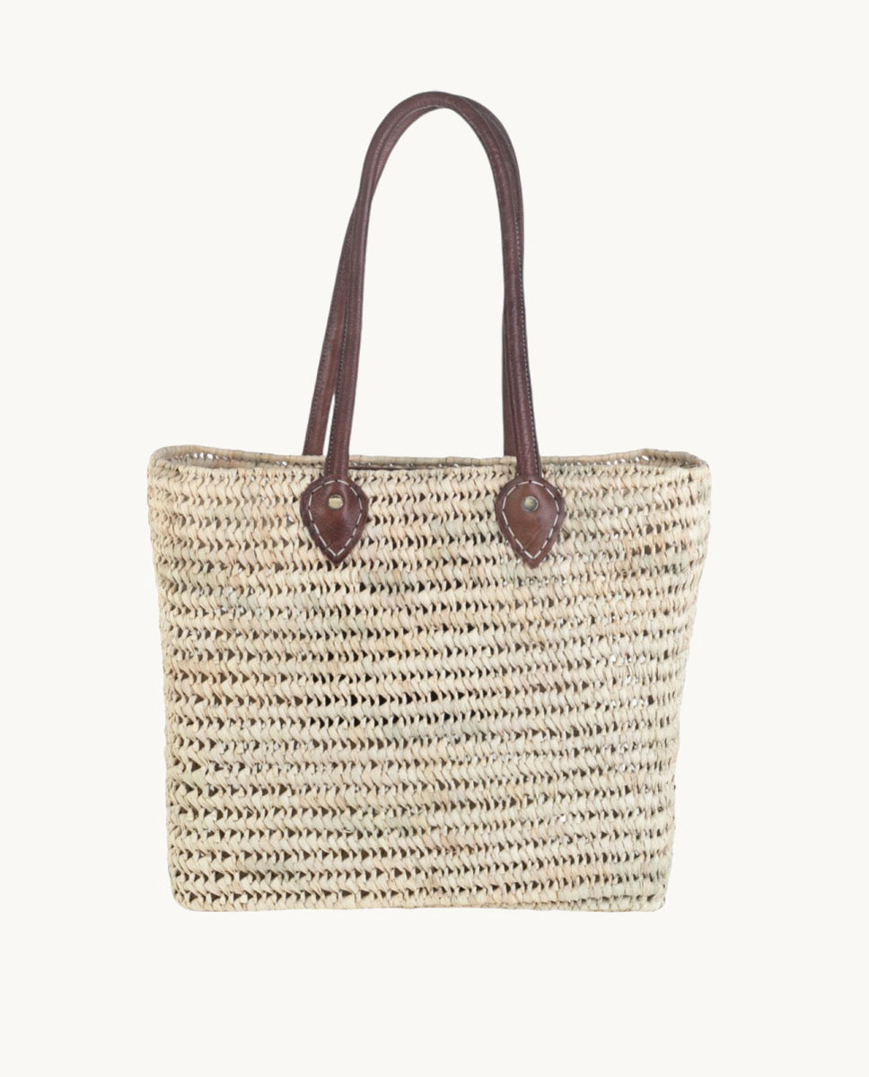 kbas-capazo-palma-rectangular-con-asas-y-bolsillo-interior-de-cuero-marr-n-40x17 image 4