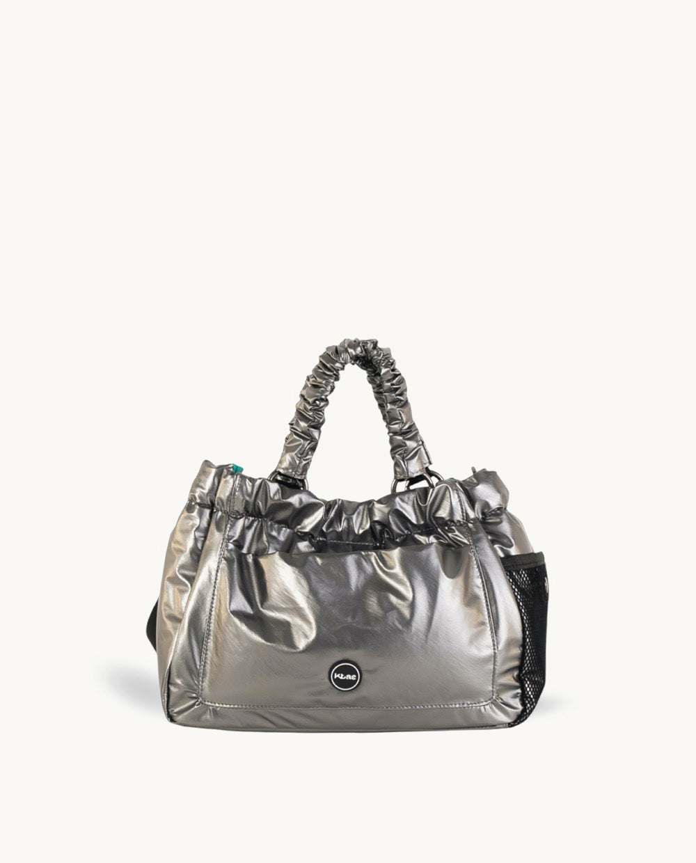 kbas-tote-peque-o-de-nylon-metalizado-plata-30x12x21-cm-cierre-de-im-n-y-saco-as image 1