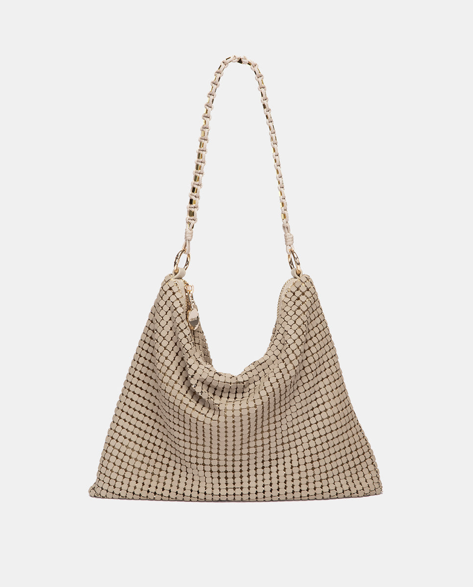 abbacino-bolso-de-fiesta-piramidal-malla-met-lica-beige image 1