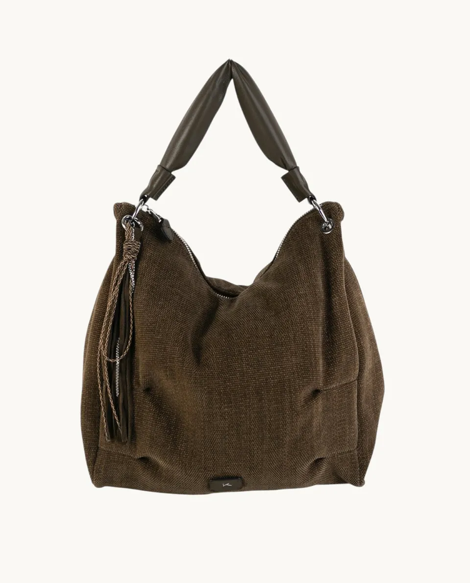 kbas-bolso-hobo-de-tejido-efecto-textura-color-kaki image 1