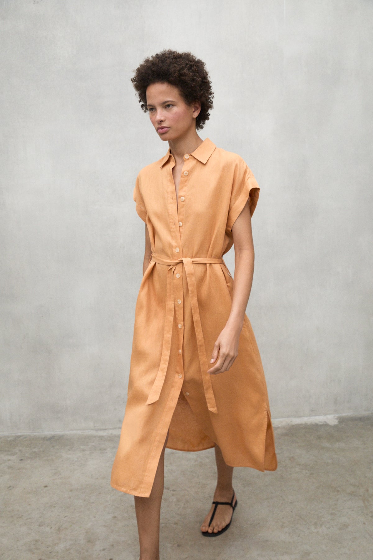 ecoalf-vestido-amatista-naranja-de-mujer-20-lino-reciclado-fit-holgado-vegano image 5