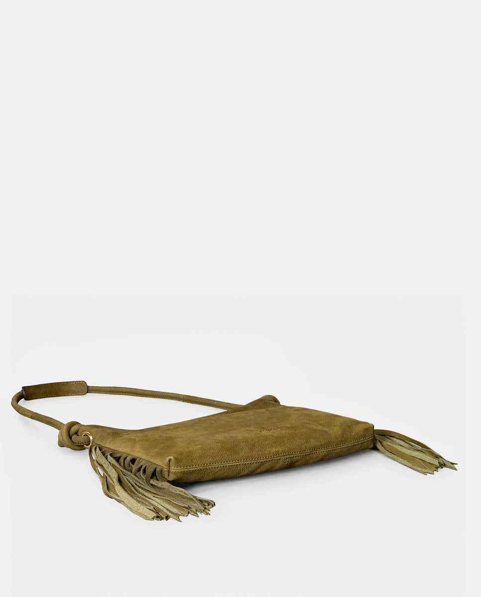 abbacino-bolso-de-hombro-mujer-piel-verde-con-flecos image 6