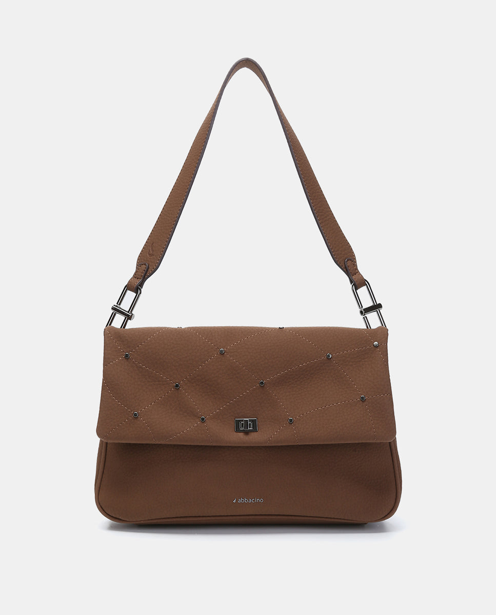 abbacino-bolso-de-hombro-marr-n-en-materiales-reciclados-con-solapa image 1
