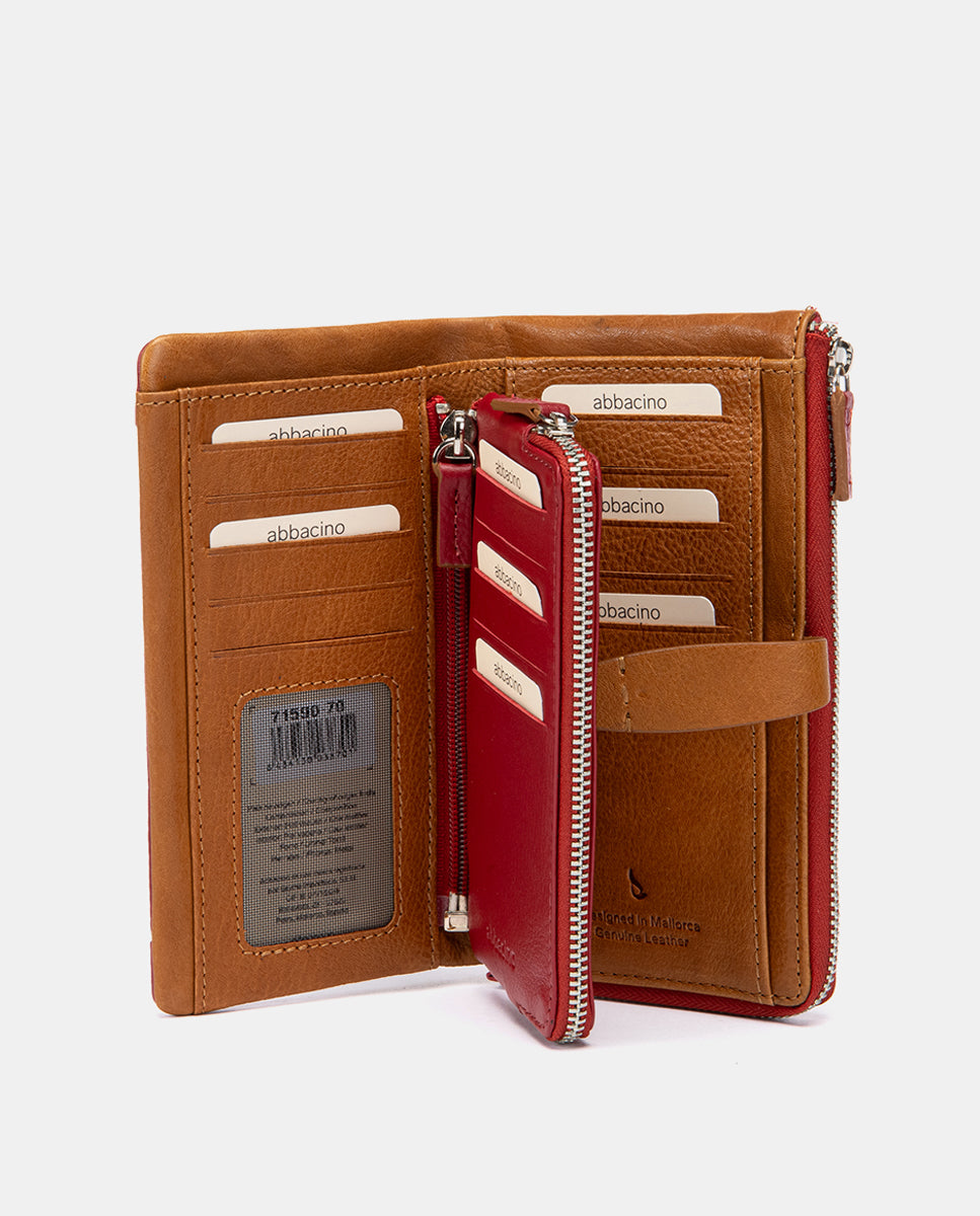 abbacino-cartera-grande-piel-roja-troquelada-con-monedero image 2