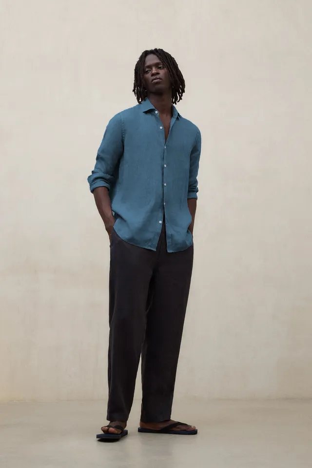ecoalf-camisa-alfredo-de-lino-azul-de-hombre-100-lino-fit-regular image 1