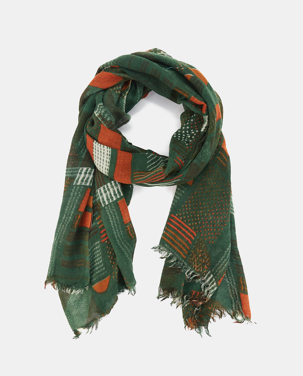 abbacino-pa-uelo-lana-verde-estampado-geom-trico image 2