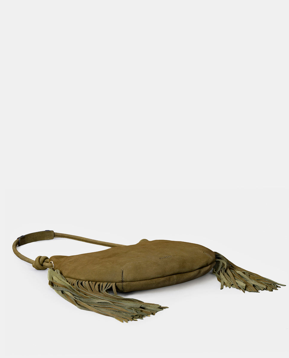 abbacino-bolso-de-hombro-en-piel-verde-con-flecos image 5