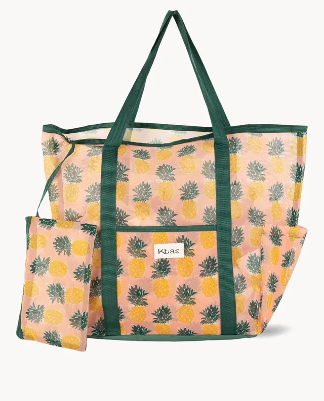 kbas-bolso-de-playa-de-poli-ster-estampado-pi-as-color-verde-50-x-20-x-38-cm image 1
