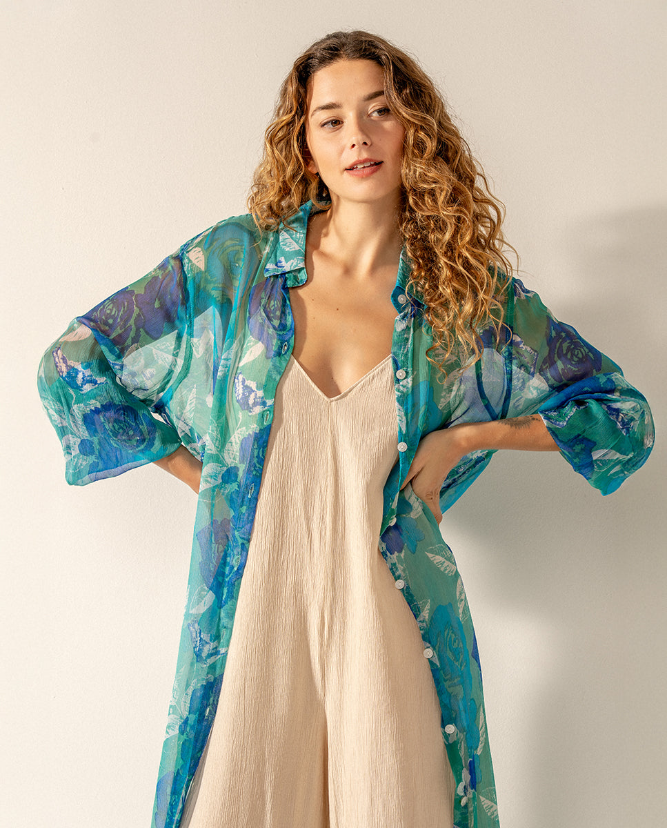 abbacino-t-nica-larga-de-viscosa-azul-estampado-floral image 3