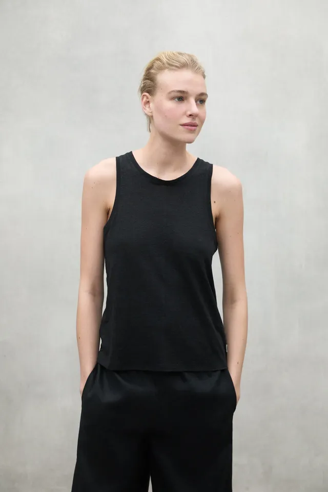 camiseta-ecoalf-halden-negra-de-mujer-100-lino-sin-mangas-fit-regular image 1