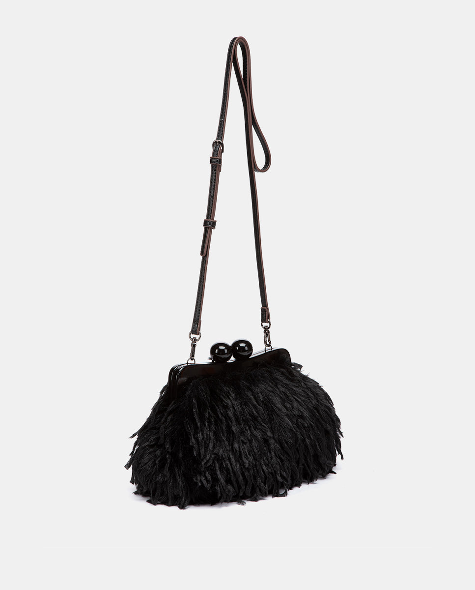 bolso-de-fiesta-abbacino-negro-con-efecto-plumas-asa-bandolera-ajustable image 3