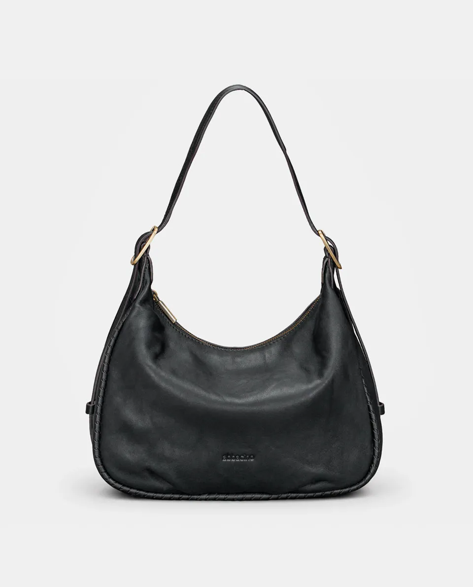 abbacino-bolso-de-hombro-de-piel-negro-con-trenzado image 1