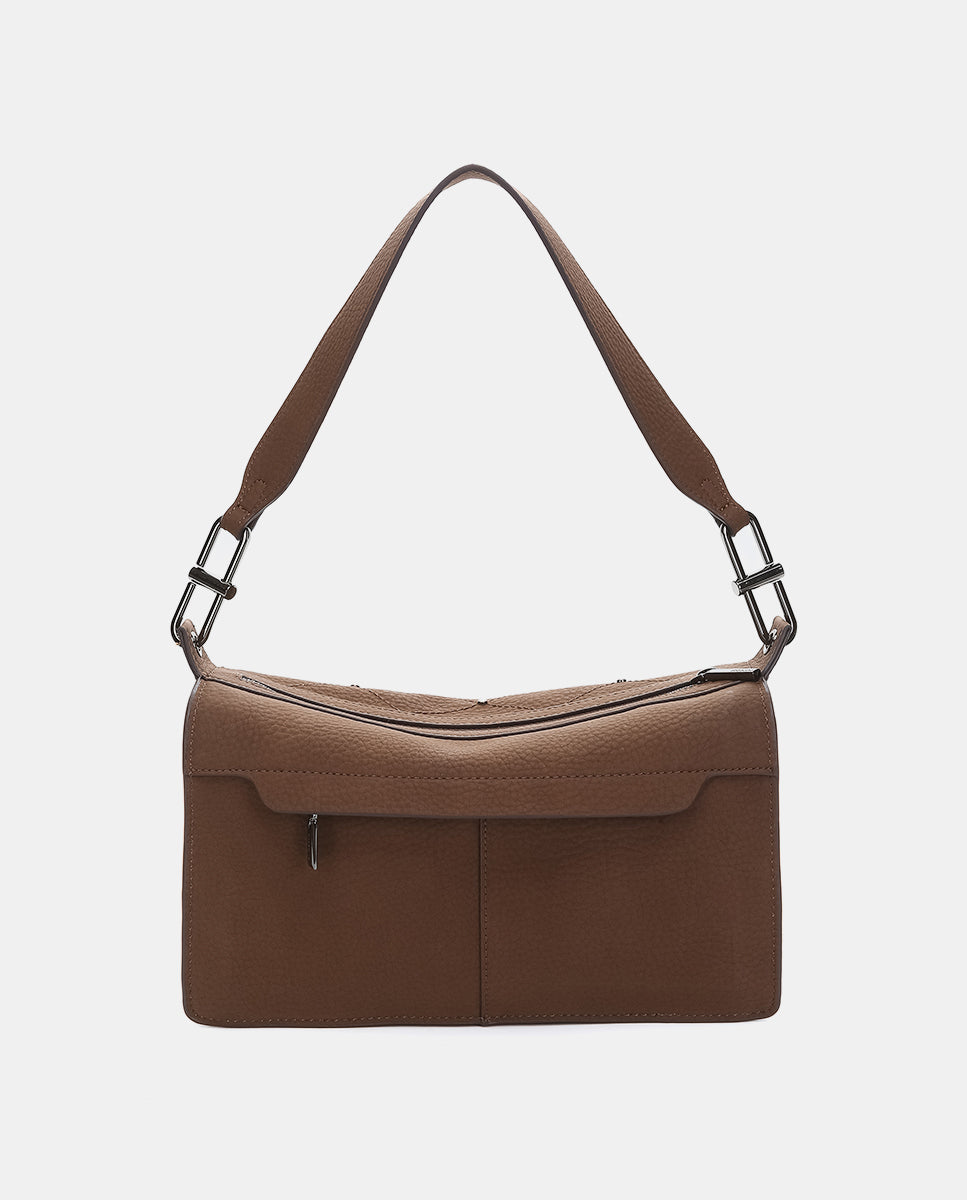 abbacino-bolso-de-hombro-marr-n-reciclado-con-remaches image 3