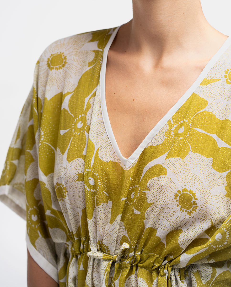 abbacino-caft-n-de-algod-n-blanco-y-verde-floral image 4