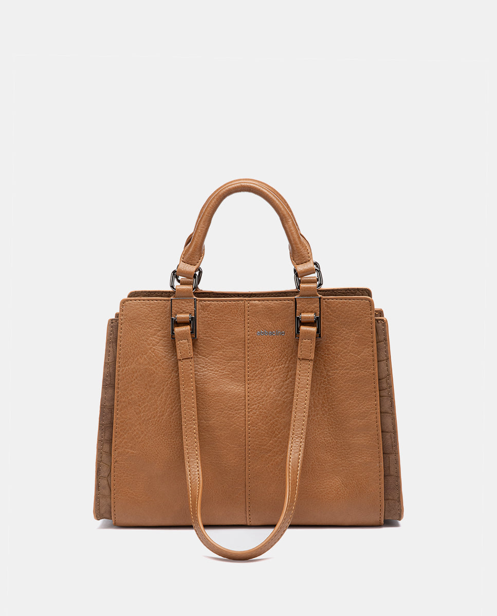 bolso-de-mano-cognac-abbacino-estructurado-reciclado image 1