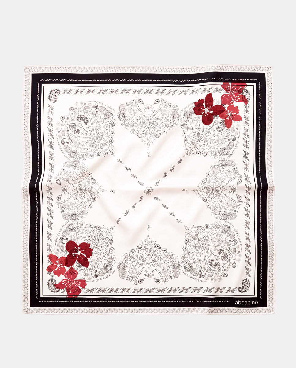abbacino-bandana-seda-y-modal-paisley-blanco-y-negro image 2