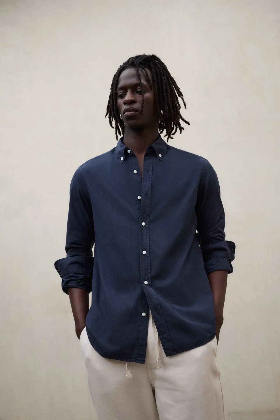 camisa-antejo-de-popel-n-ecoalf-azul-marino-100-algod-n-regenerativo-tinte-natur image 1