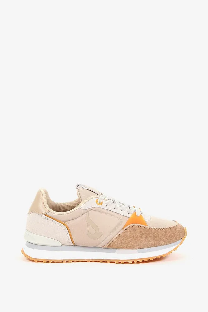 abbacino-sneaker-mujer-naranja-de-cuero-y-textil image 1