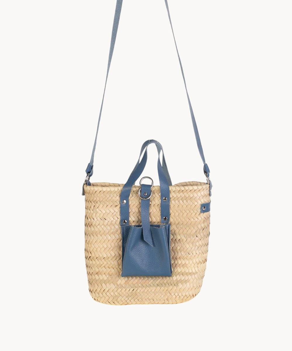 kbas-bandolera-doble-asa-palma-natural-y-piel-azul-26-x-9-x-25-cm image 2