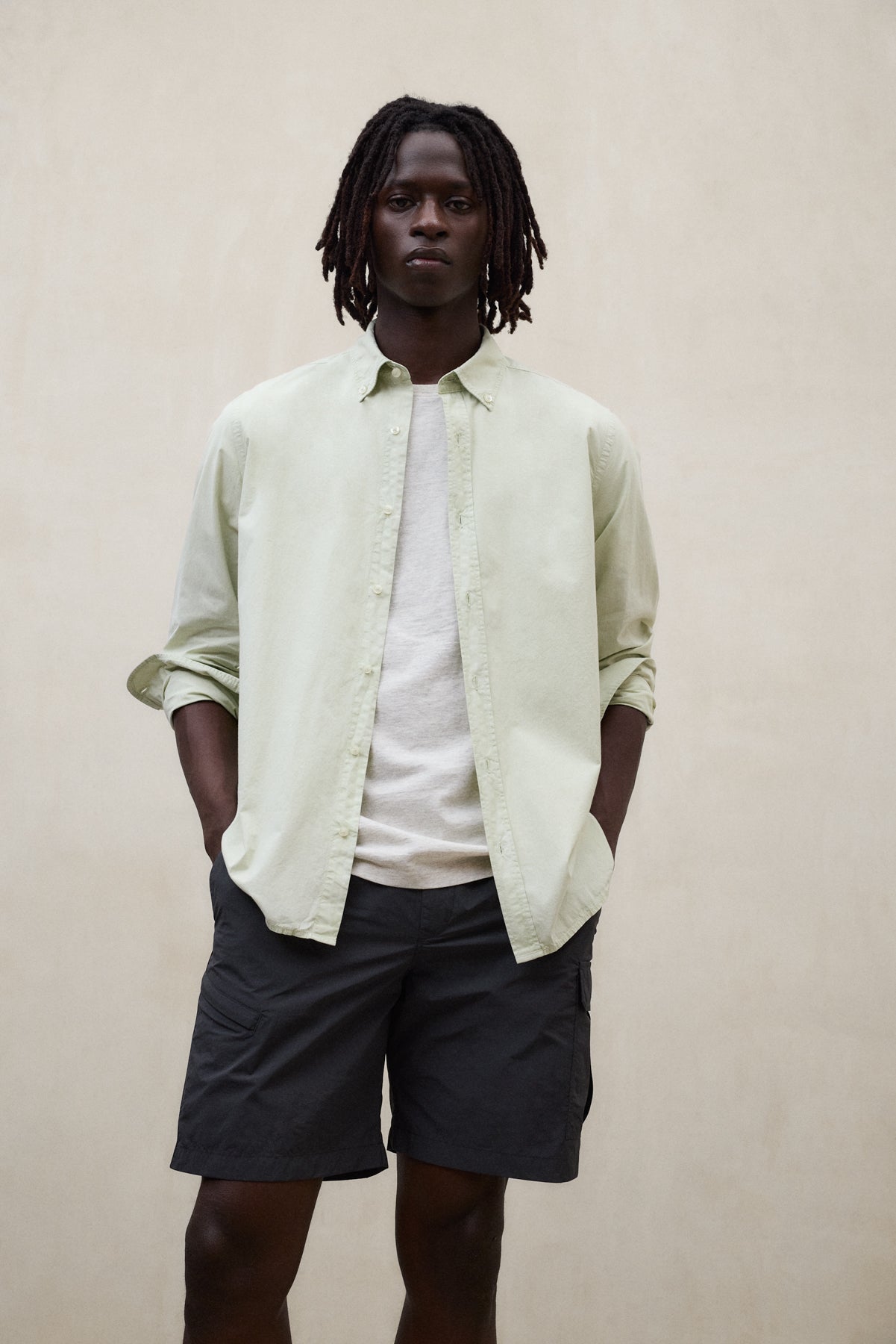 camisa-ecoalf-antejo-de-popel-n-verde-para-hombre-algod-n-regenerativo image 3
