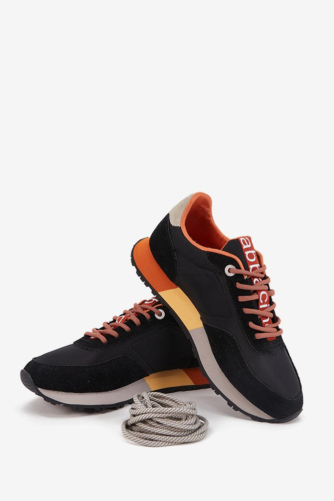 zapatilla-abbacino-mujer-negro-y-naranja-piel-y-tejido image 3