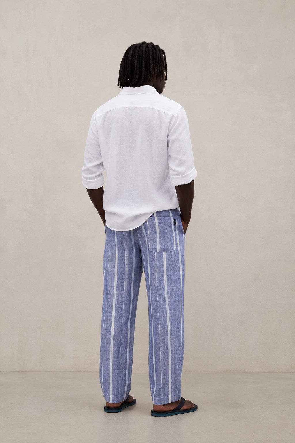 ecoalf-pantalones-gina-azul-de-lino-para-hombre-rayas-fit-regular-y-cord-n image 1