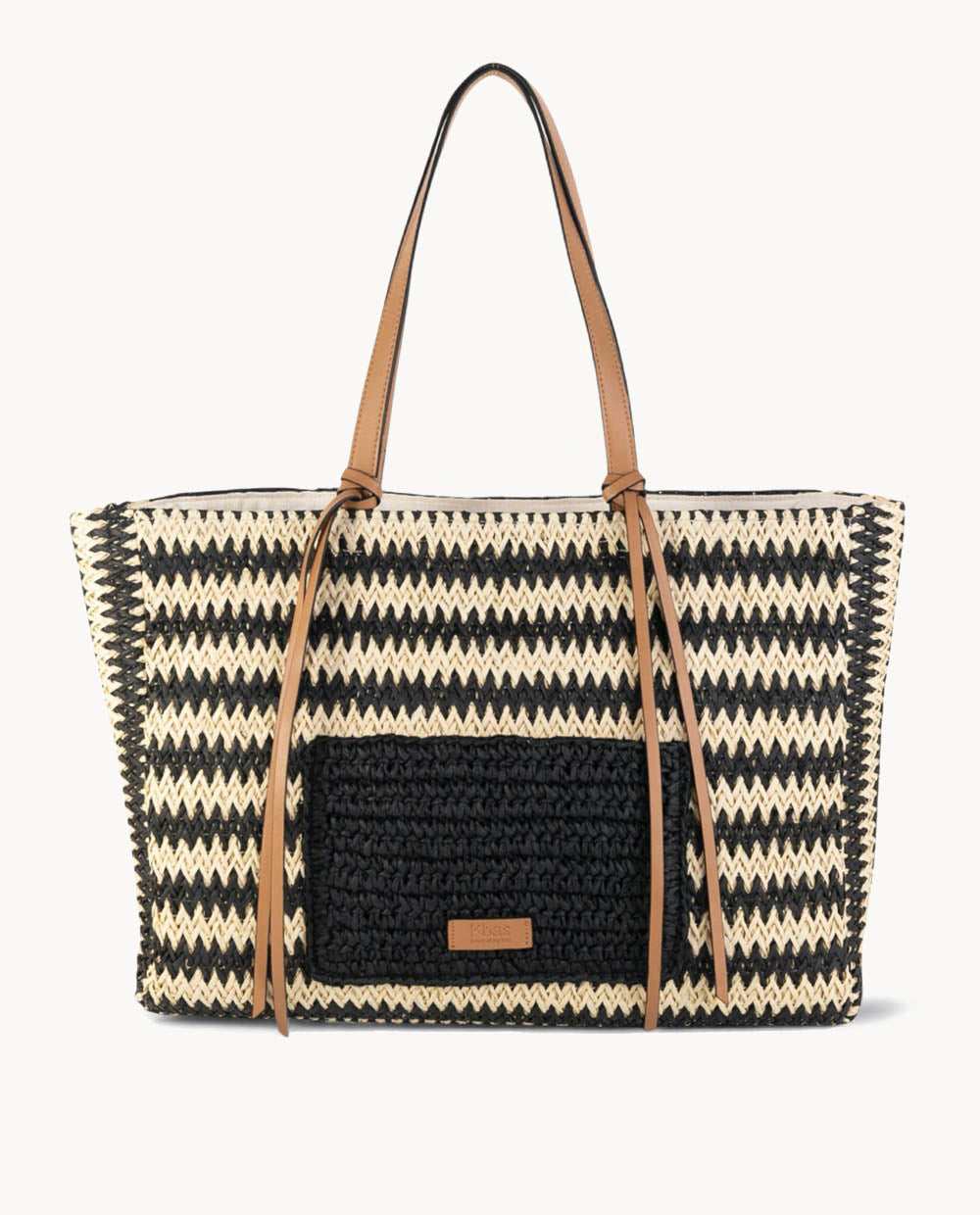 kbas-bolso-tote-de-fibra-natural-con-cremallera-color-negro-37-x-10-x-31-cm image 1