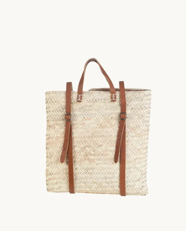 mochila-de-palma-natural-kbas-con-asas-de-cuero-color-natural image 1