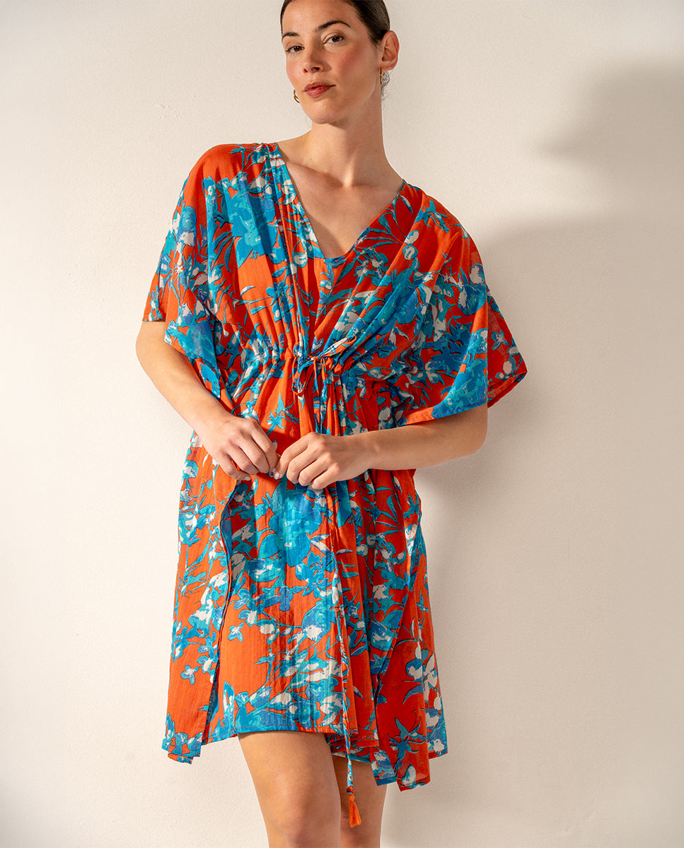 abbacino-caft-n-algod-n-floral-rojo-mujer image 1
