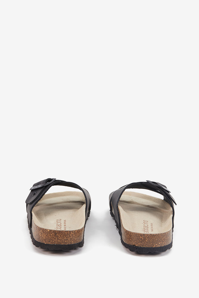 abbacino-sandalia-plana-cruzada-serraje-negro-con-hebilla image 3