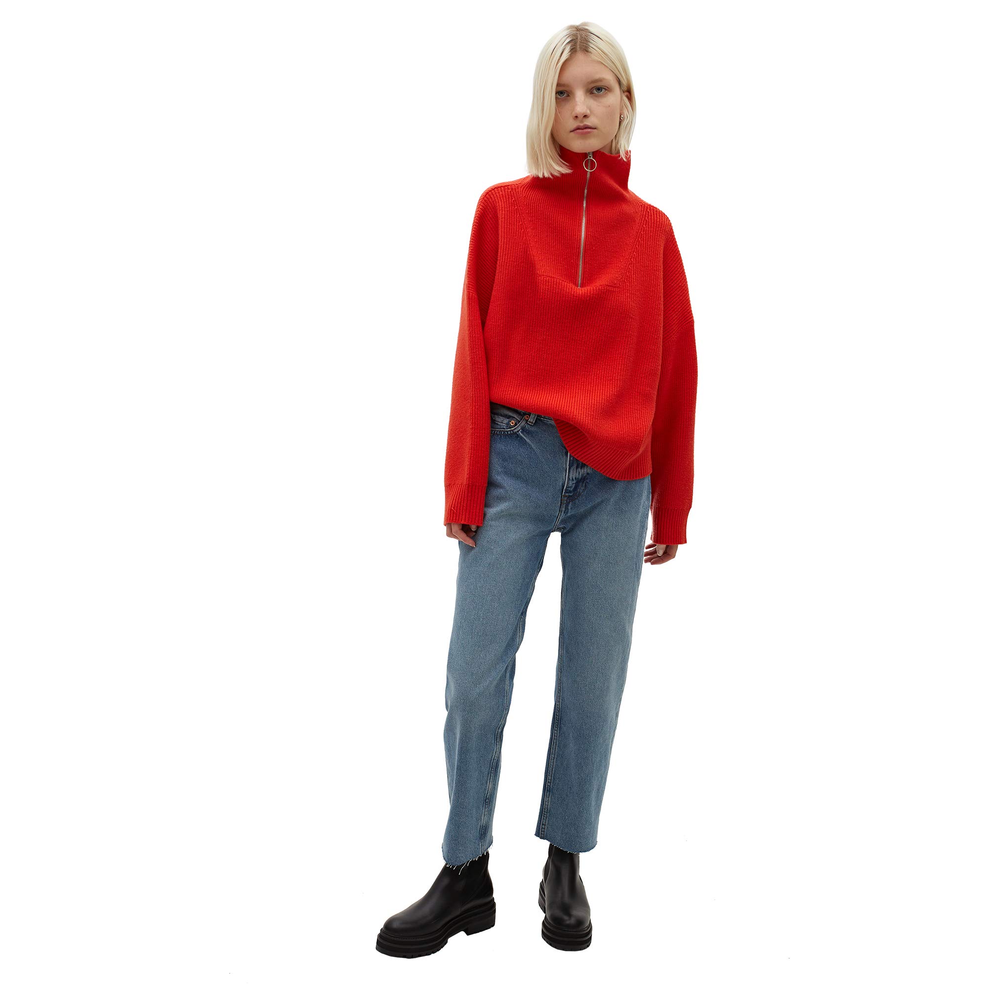 parfois-jersey-de-punto-cuello-alto-con-cremallera-mujer-naranja image 2